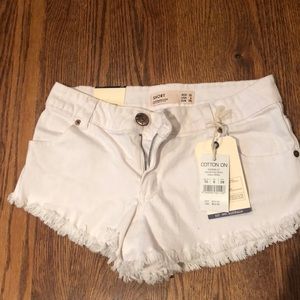 NWT never worn size 6 white jean shorts